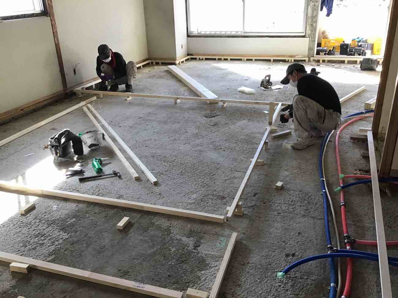 マンション　１日置床工事　乾式二重床（東京都八王子市）