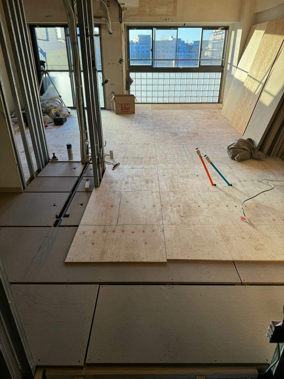 マンション　１日置床工事　フリーフロアCP（東京都品川区）