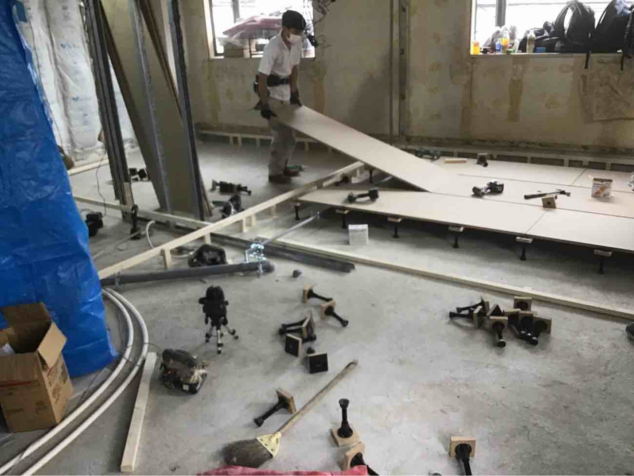 マンション　置床工事　乾式二重床（東京都大田区）