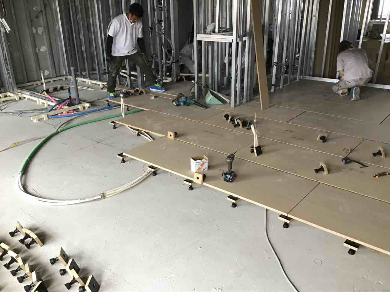 マンション　置床工事　乾式二重床（神奈川県相模原市南区）