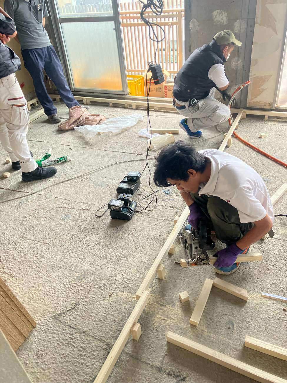 マンション　１日置床工事　フリーフロアCP（東京都中央区）