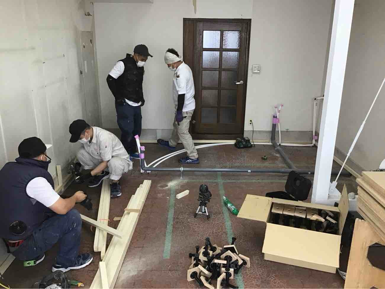 店舗新装　置床工事　乾式二重床（神奈川県大和市）