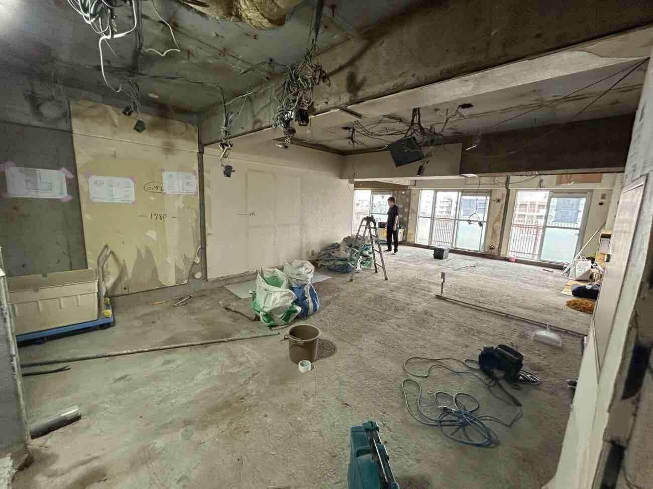 マンション　１日置床工事　フリーフロアCP（東京都中央区）