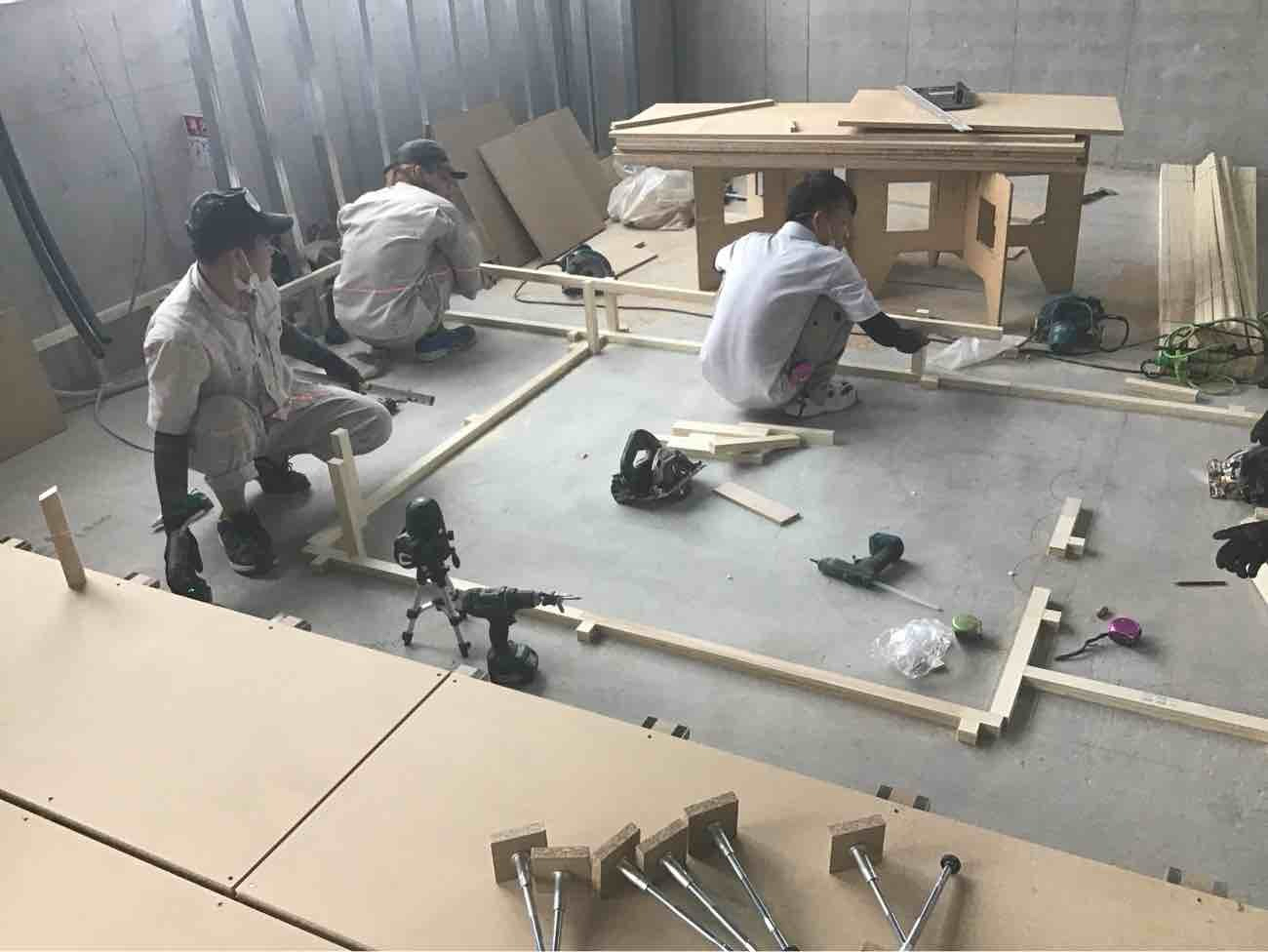 店舗新築　置床工事　乾式二重床（横浜市青葉区）