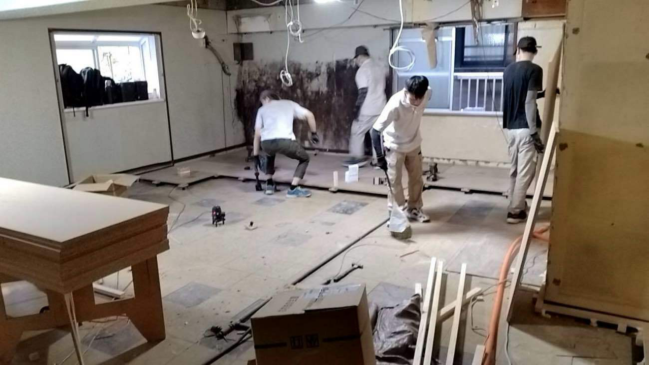 マンション　置床工事　乾式二重床（東京都杉並区）
