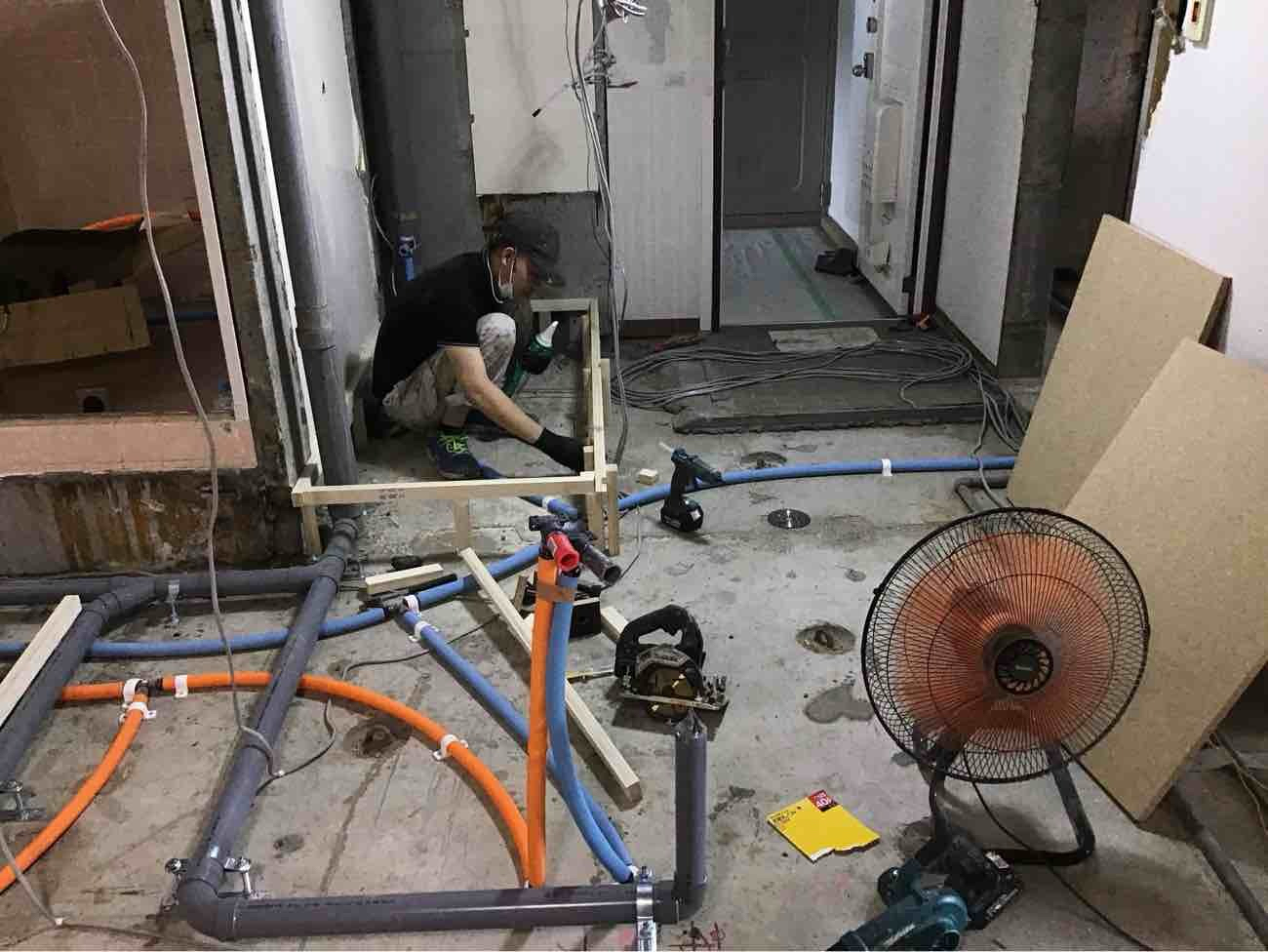 マンション　置床工事　乾式二重床（川崎市宮前区）