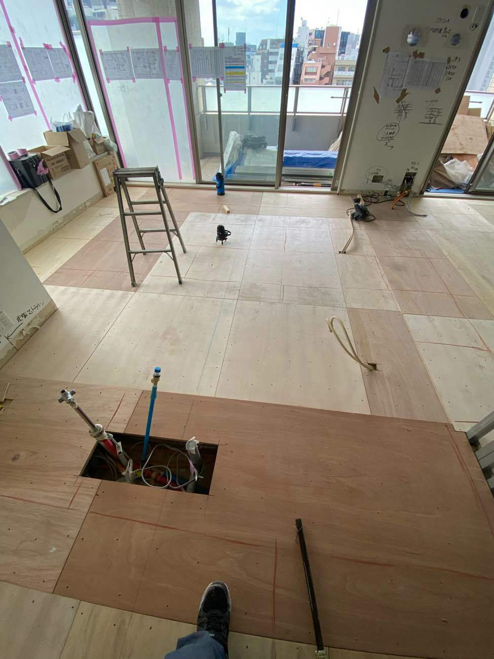 マンション　置床工事　フリーフロアCP（東京都品川区）