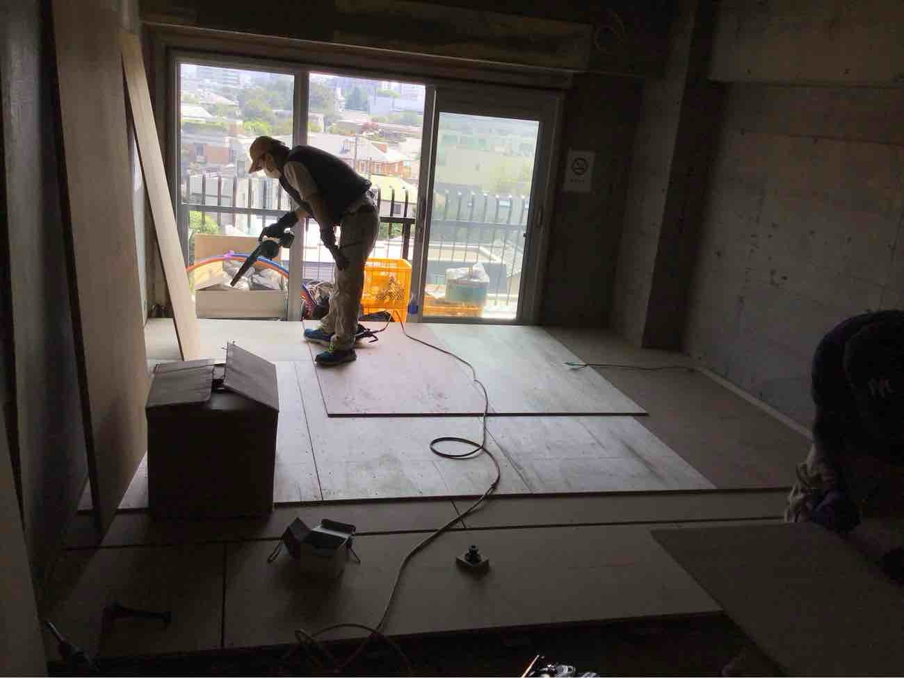 マンション　置床工事　乾式二重（東京都渋谷区）