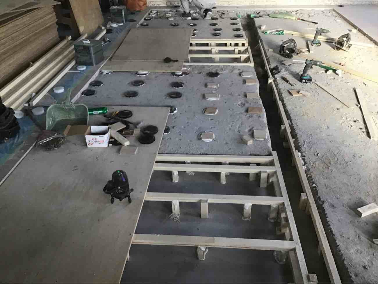 シュミレーションゴルフ店舗　置床工事　乾式二重床（神奈川県府中市）