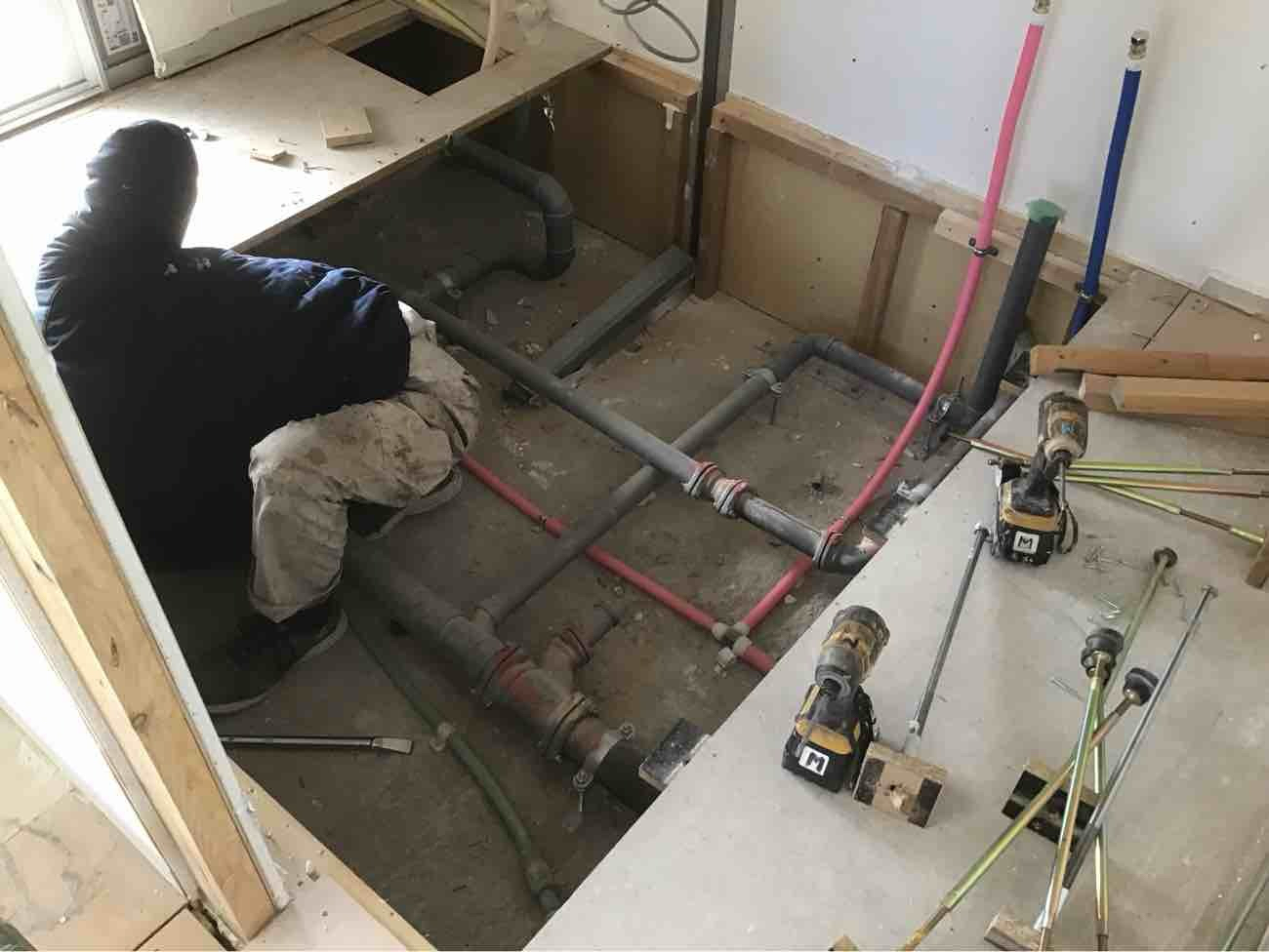 マンション　置床工事　乾式二重床（千葉市美浜区）