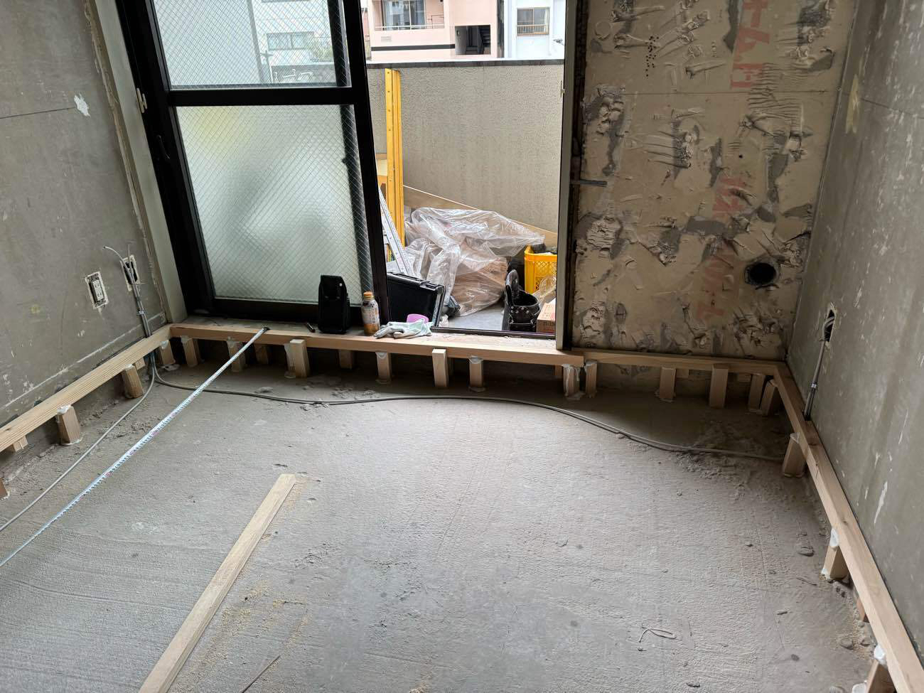 マンション　置床工事　乾式二重床（東京都目黒区）