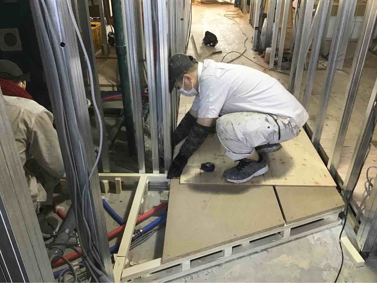 マンション　１日置床工事　乾式二重床（千葉県船橋市）