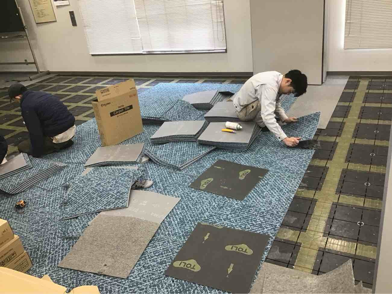 オフィス 事務所 家具入れ替え タイルカーペット張替工事（東京都台東区）