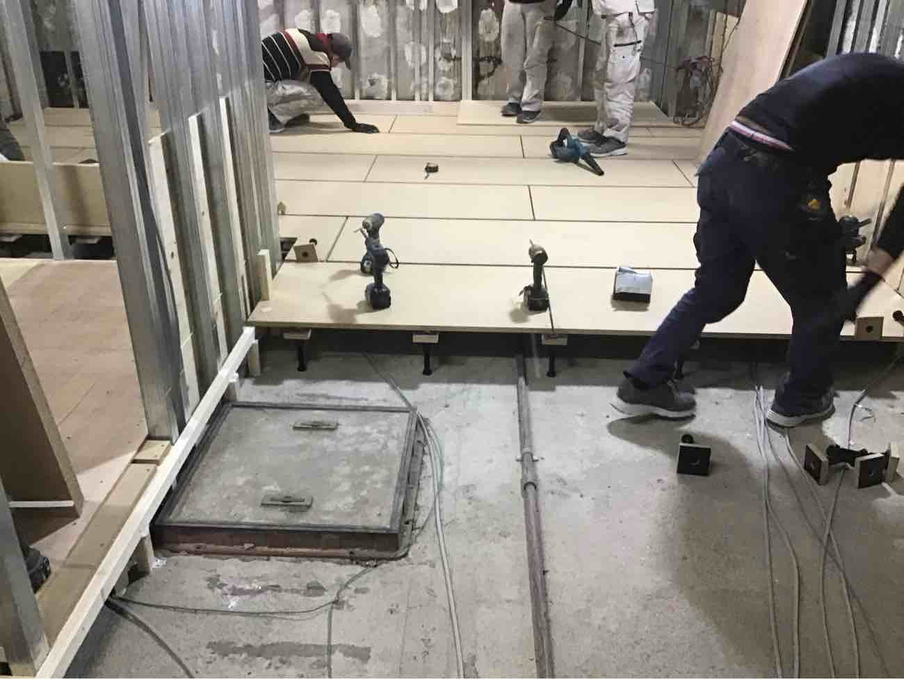 美容室　置床工事　乾式二重床（東京都府中市）