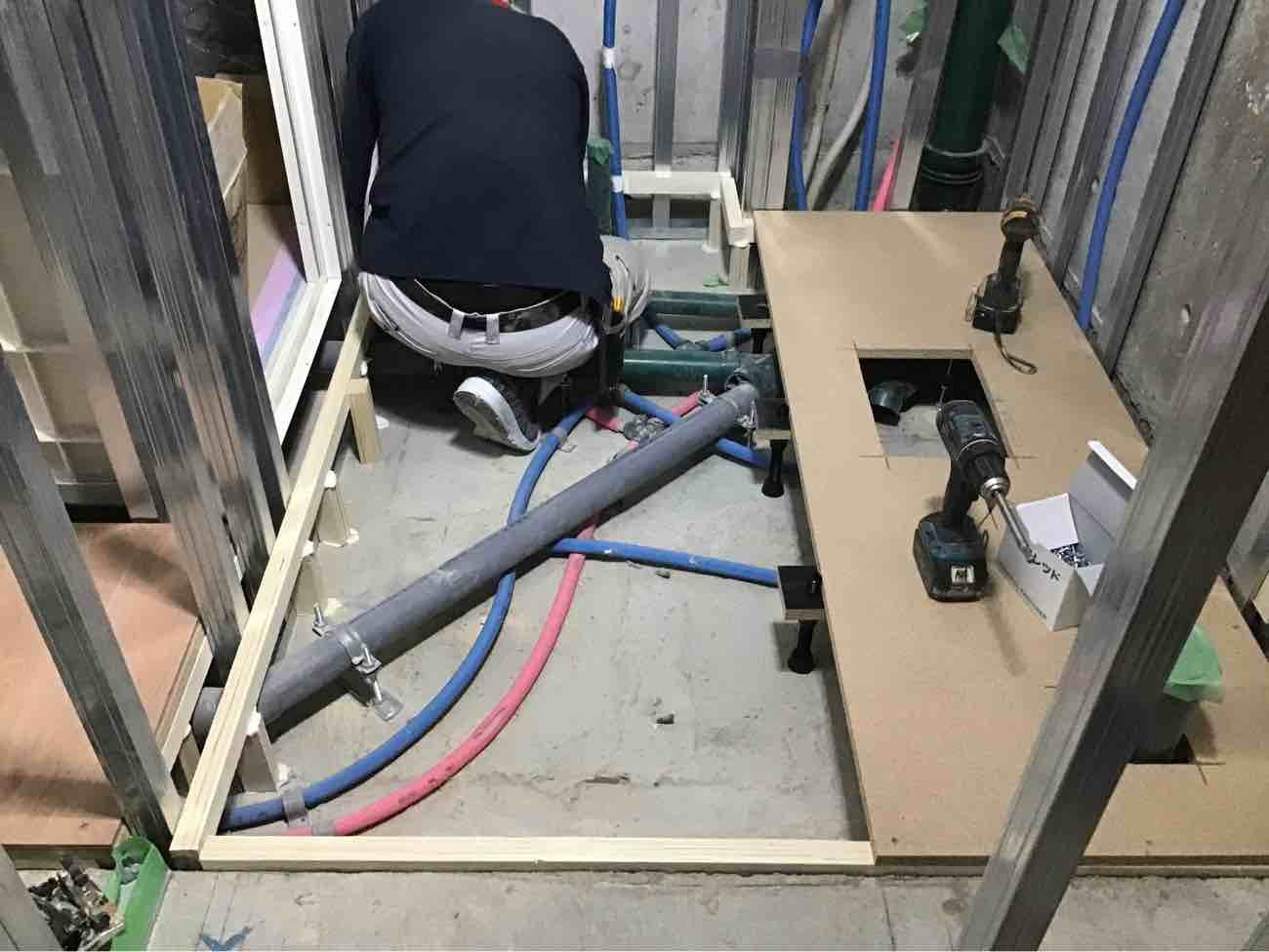 新築マンション　置床工事　乾式二重床（東京都品川区）