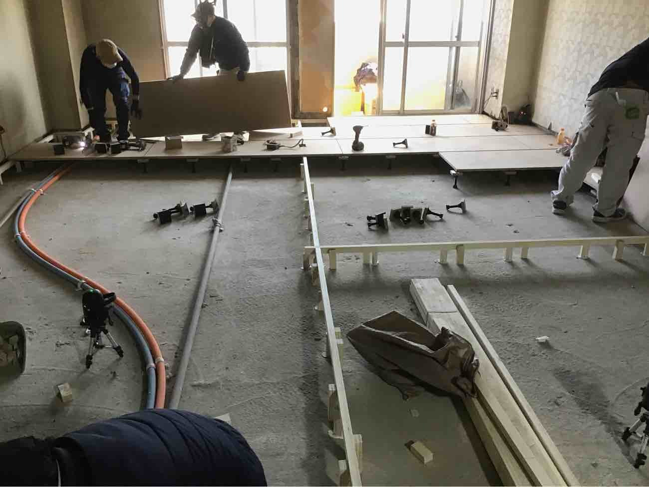 マンション　１日置床工事　乾式二重床（東京都八王子市）