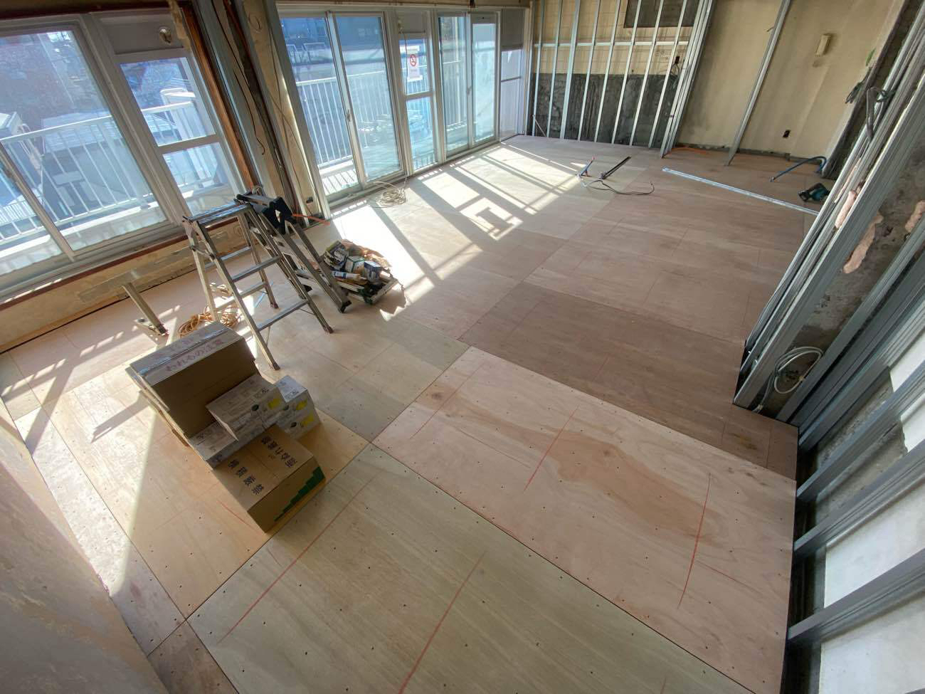 マンション　置床工事　乾式二重床（東京都杉並区）