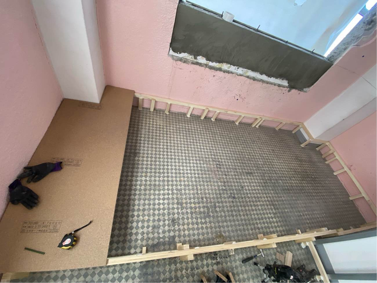 マンション　置床工事　乾式二重床（東京都中野区）