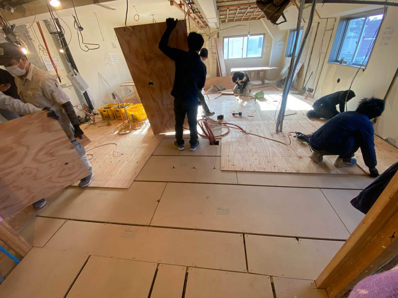 マンション　1日置床工事　乾式二重床（東京都品川区）