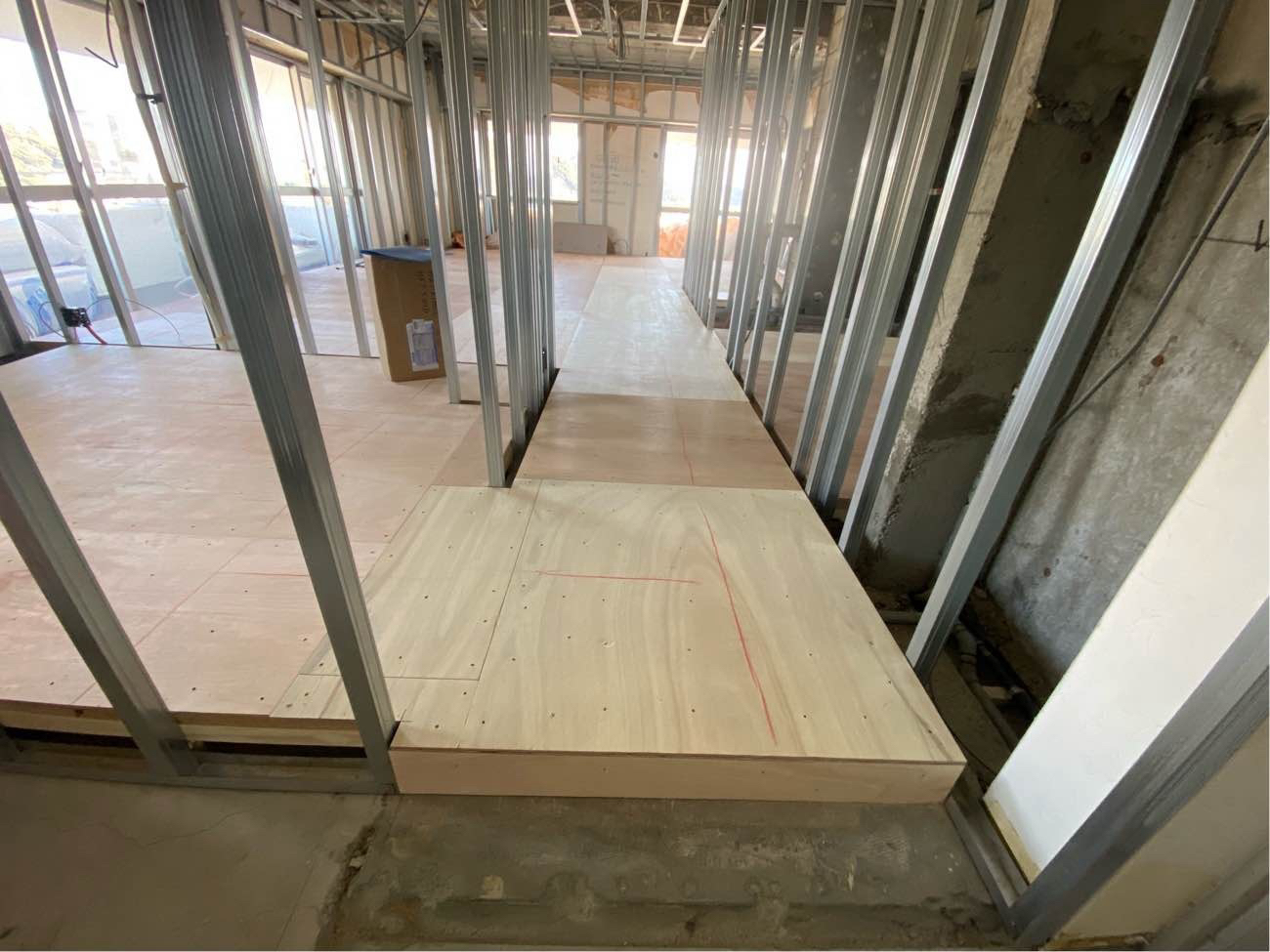 マンション　1日置床工事　乾式二重床（神奈川県逗子市）