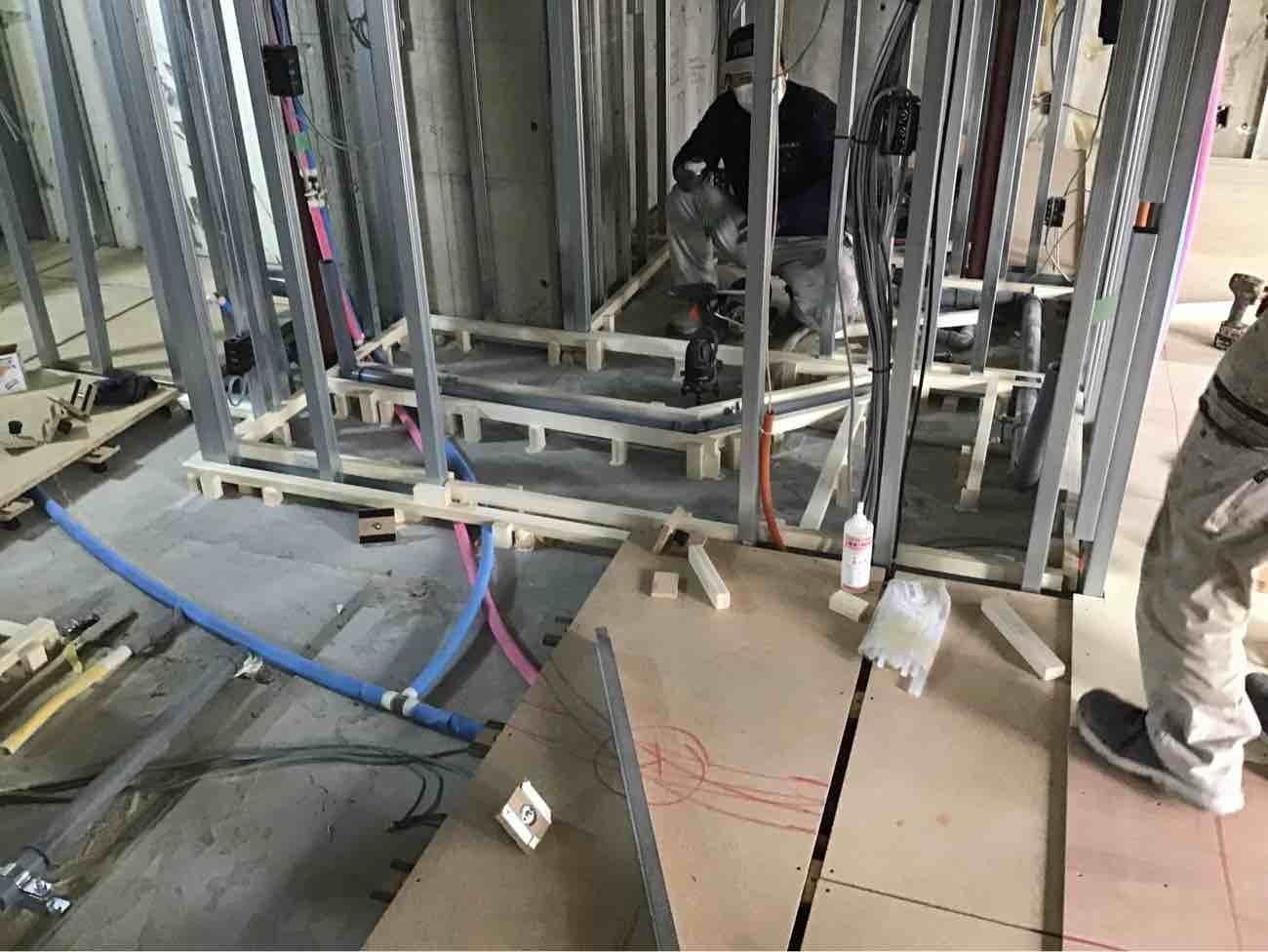 マンション　置床工事　乾式二重床（川崎市多摩区）