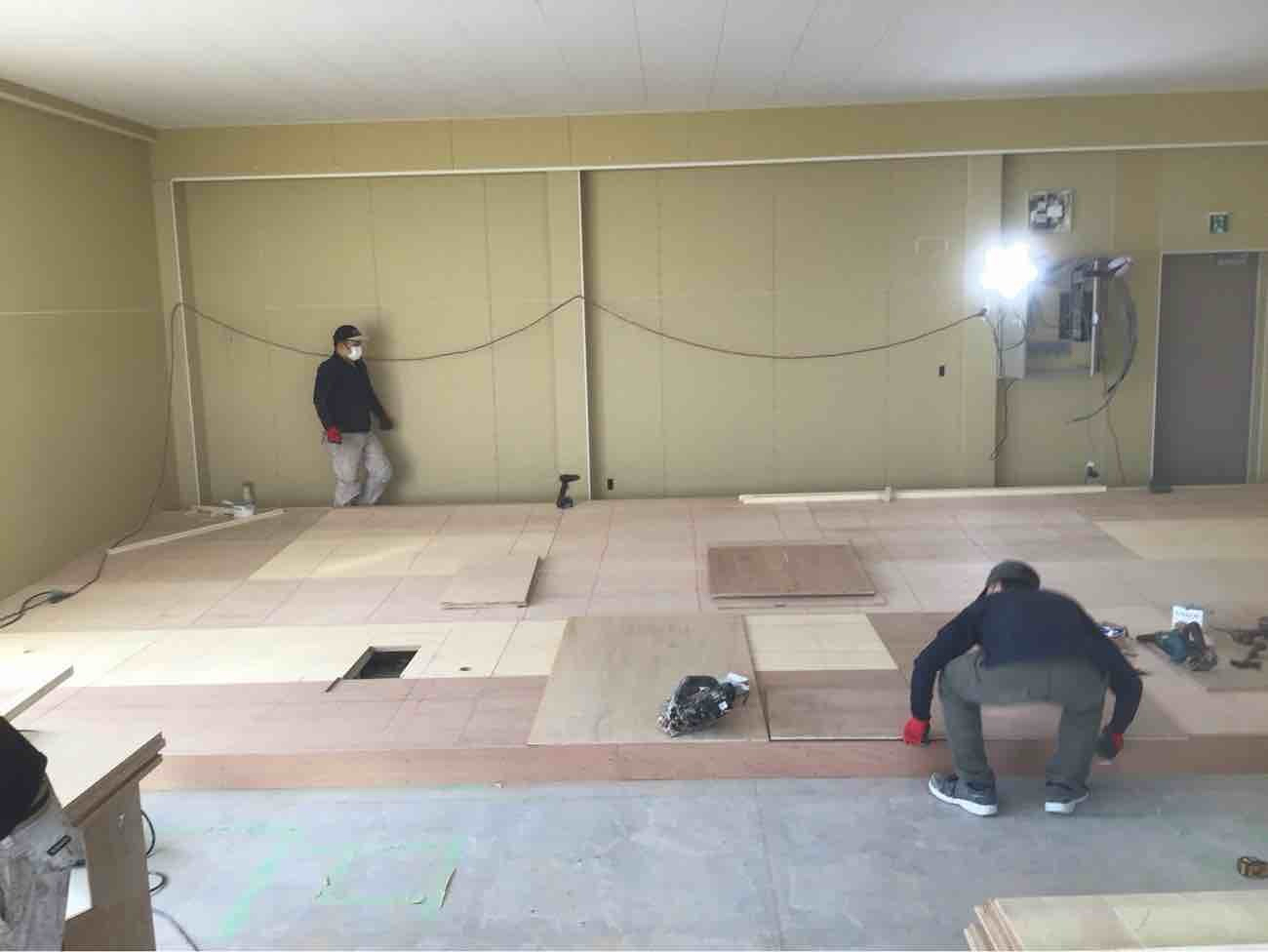 シミュレーションゴルフ店舗　細工置床工事　乾式二重床（茨城県稲敷郡）