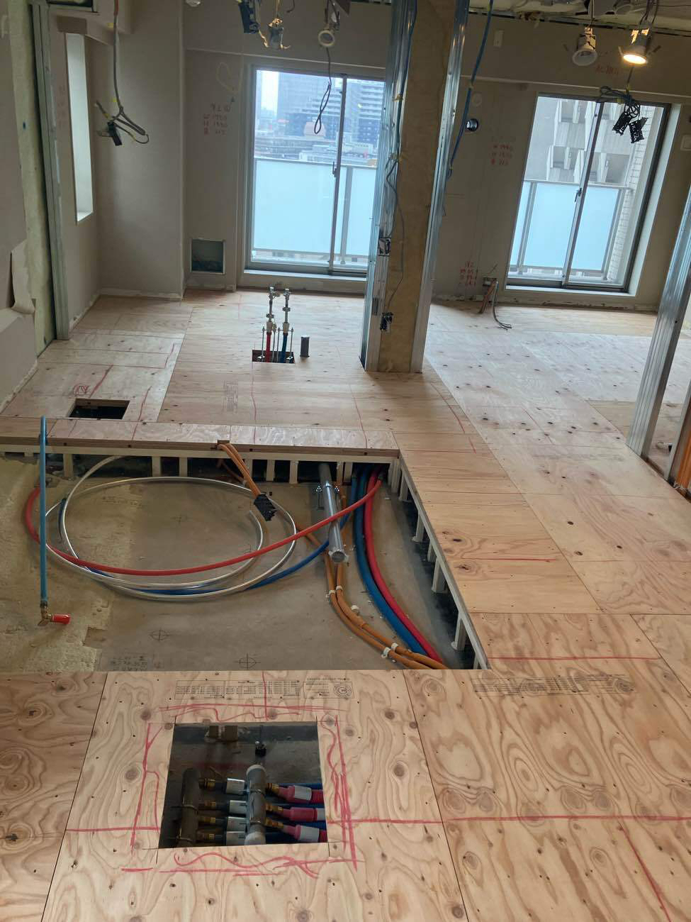 マンション　置床工事　乾式二重床（東京都品川区）