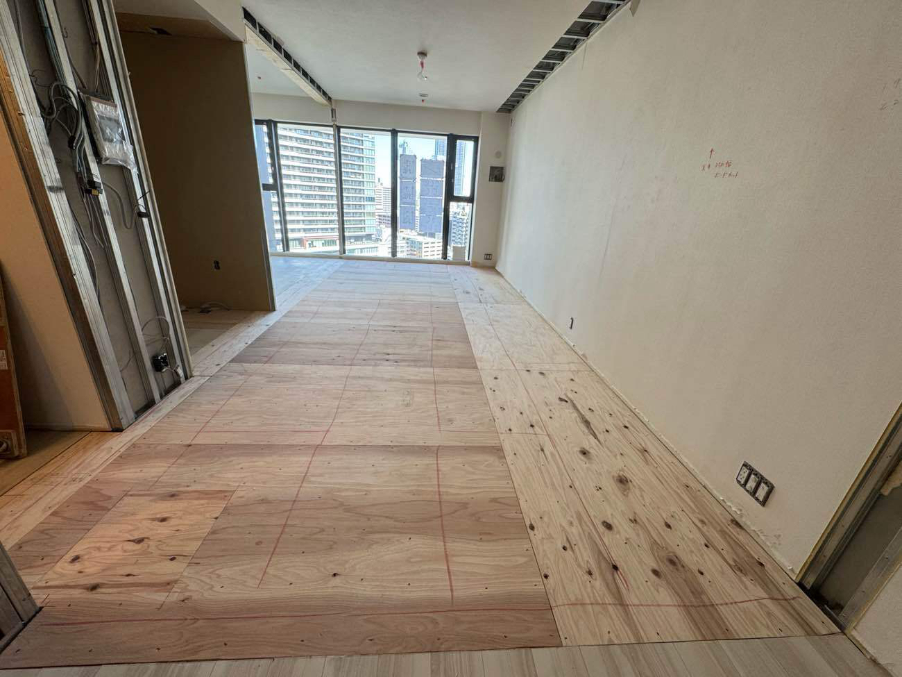 マンション　１日置床工事　フリーフロアCP（東京都中央区）