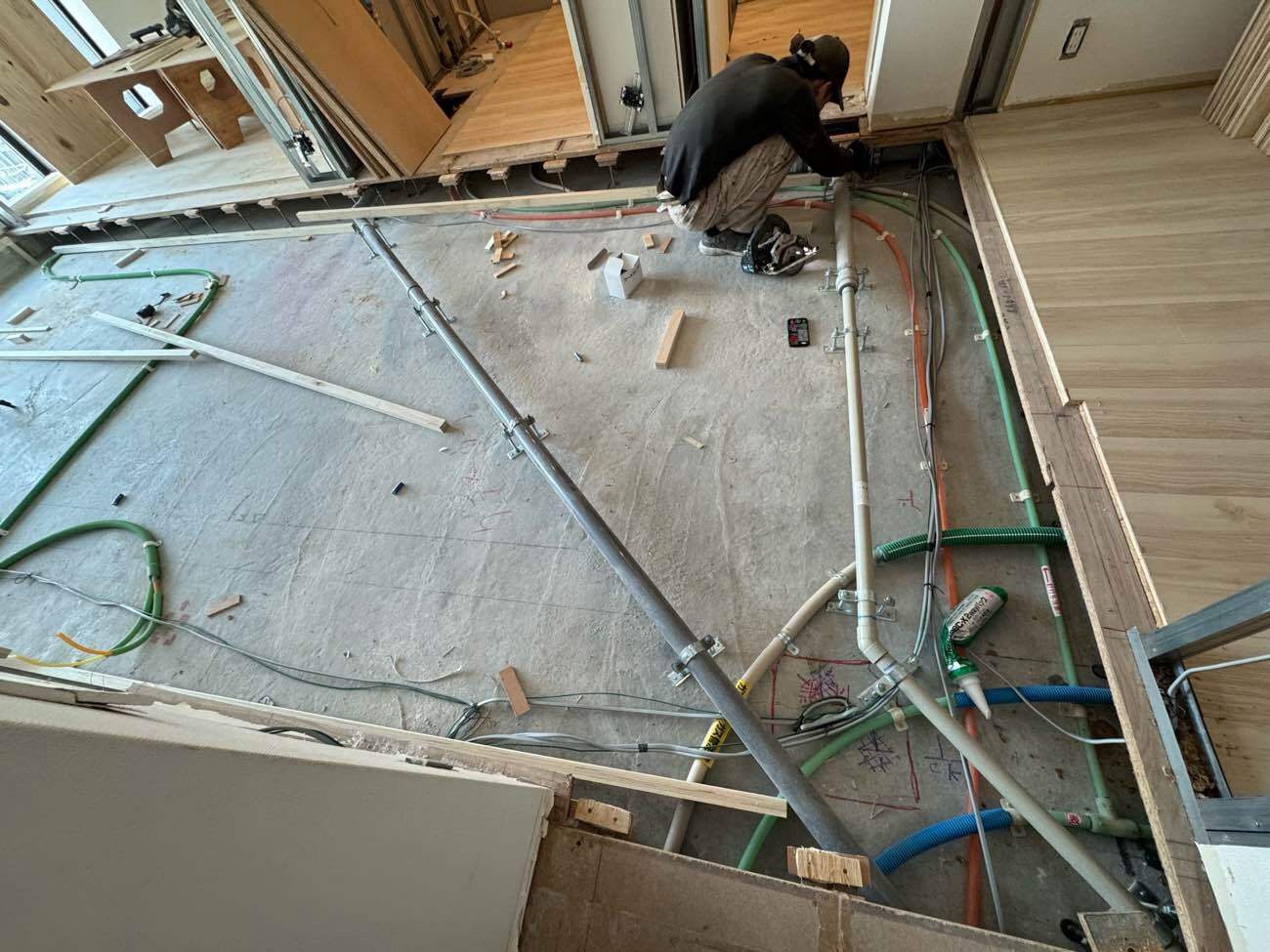 マンション　１日置床工事　フリーフロアCP（東京都中央区）