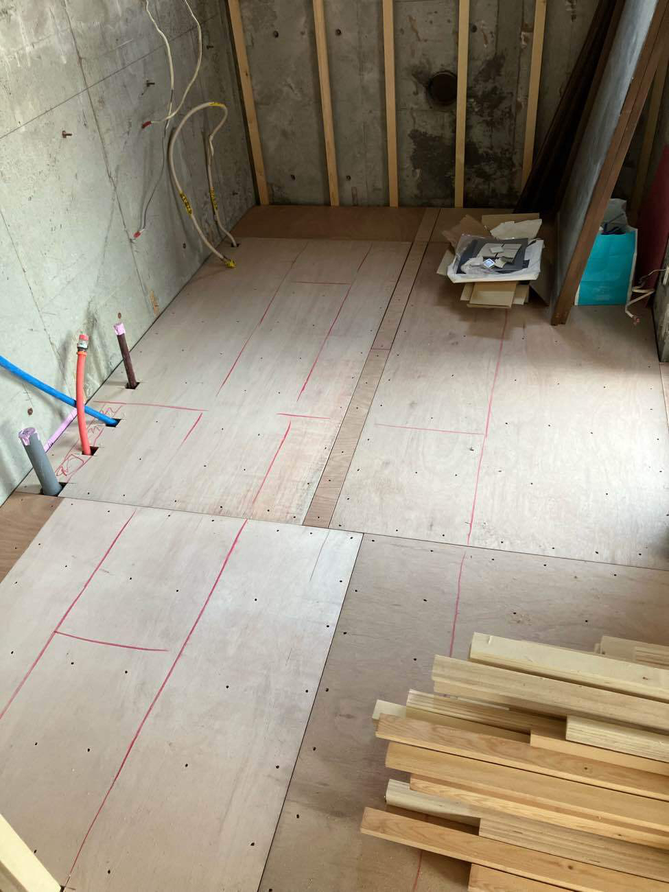 マンション　置床工事　乾式二重床（東京都武蔵野市）