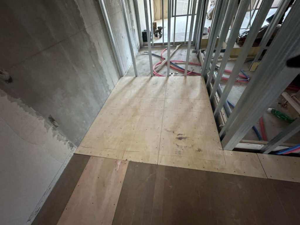 マンション　置床工事　パーチクルボード（東京都北区）