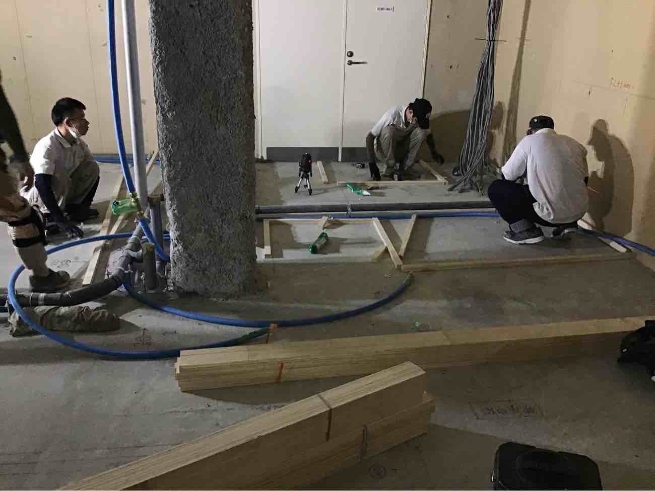 クリニック新装　夜間置床工事　乾式二重床（神奈川県藤沢市）