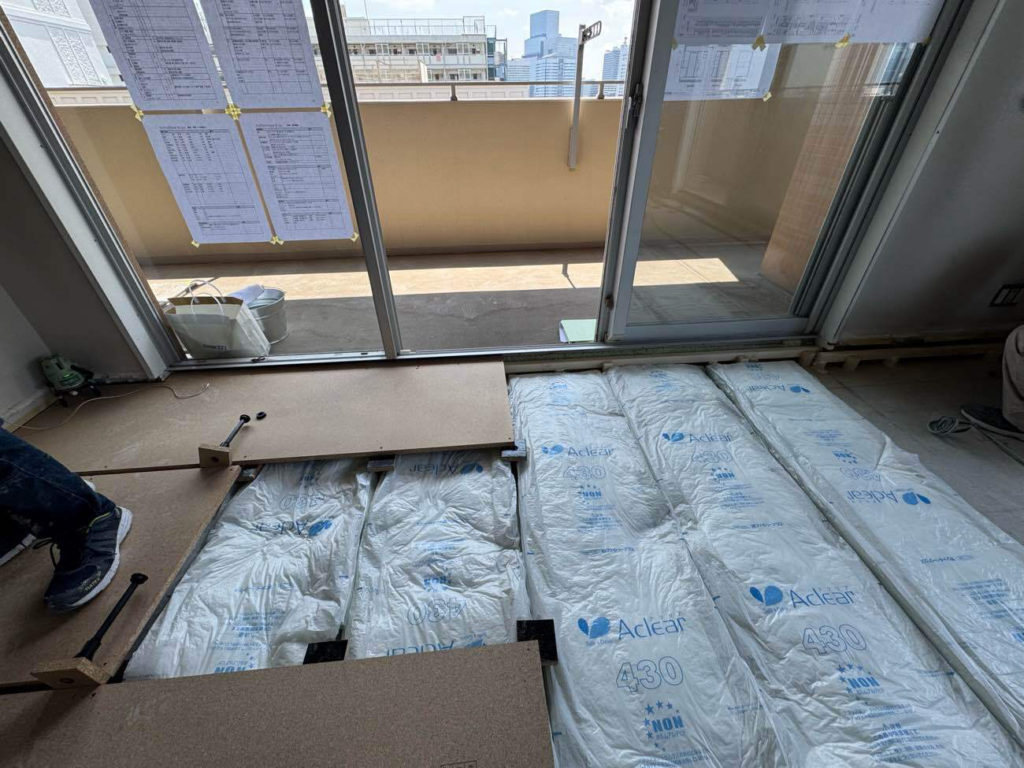 マンション　置床工事　乾式二重床（東京都中央区）