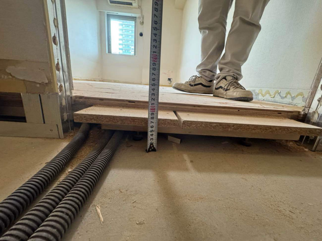 マンション　置床工事　乾式二重床（東京都品川区）