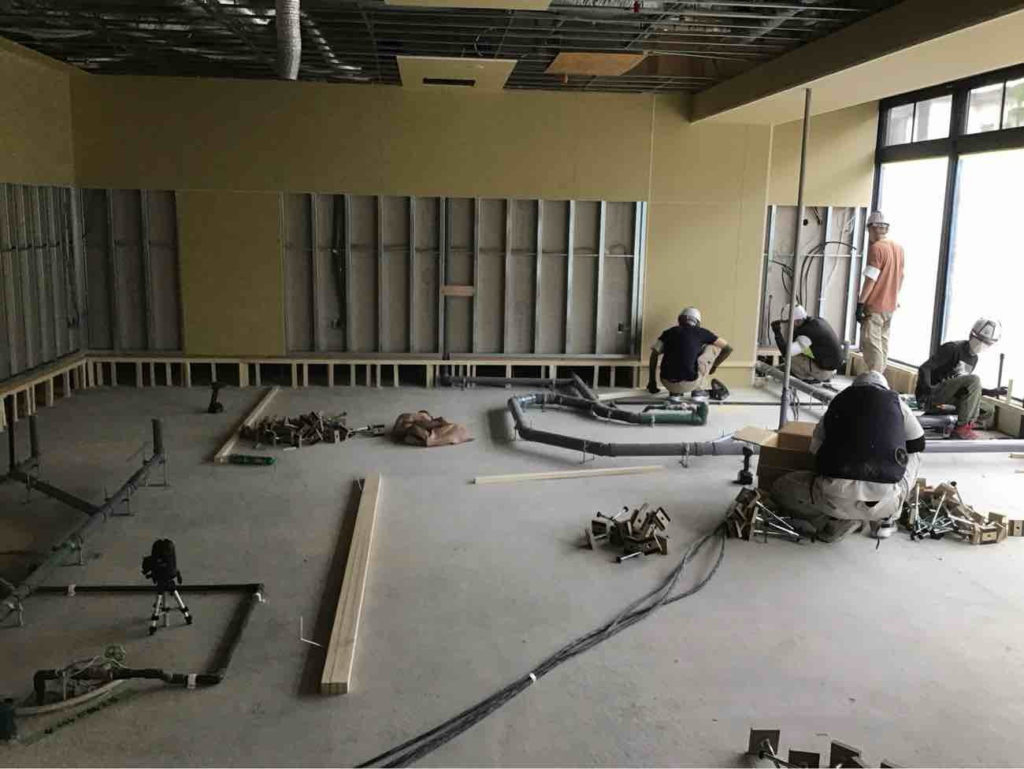 クリニック　置床工事　乾式二重床（東京都文京区）