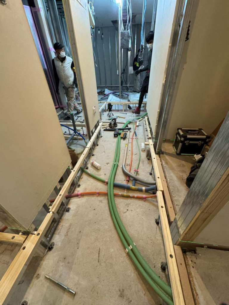 マンション　１日置床工事　乾式二重床（東京都港区）