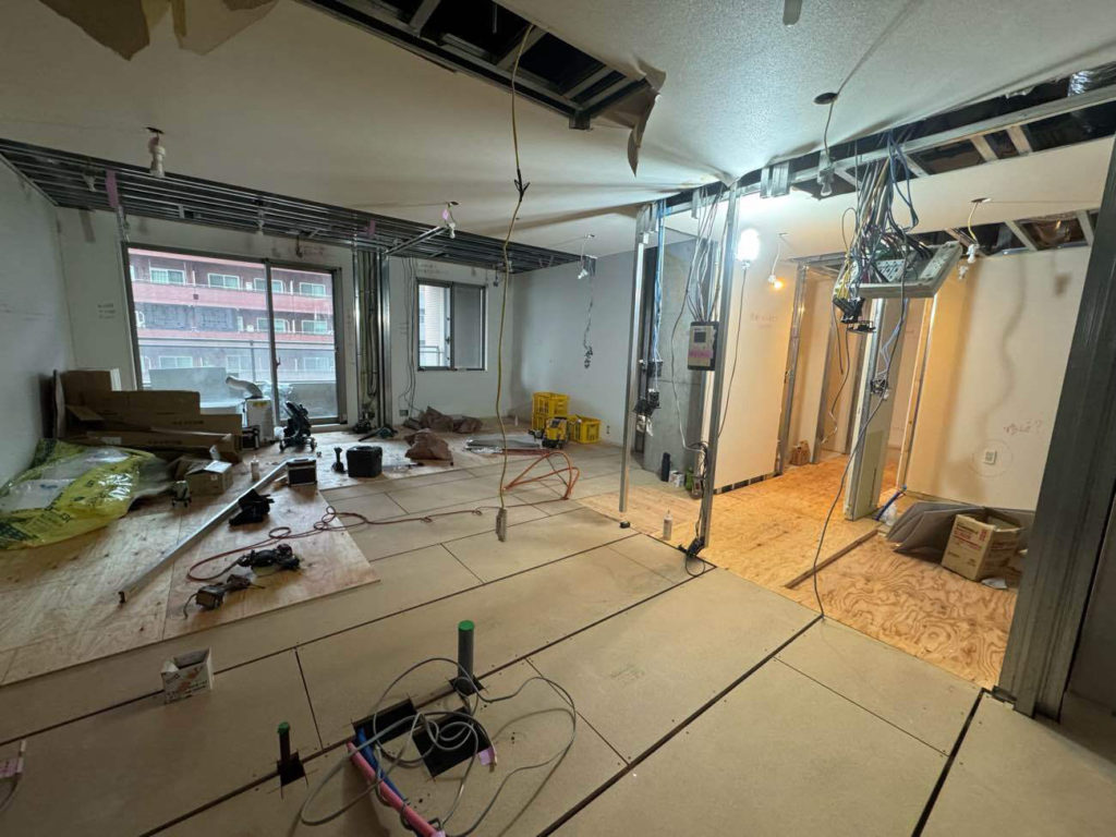 マンション　１日置床工事　乾式二重床（東京都港区）