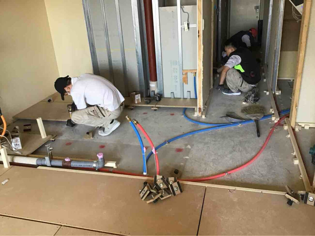 マンション　1日置床工事　乾式二重床（相模原区中央区）
