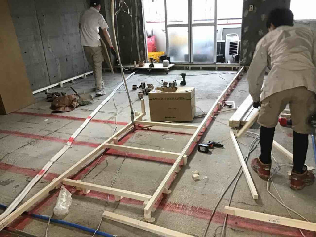 マンション　置床工事　乾式二重床（相模原市中央区）