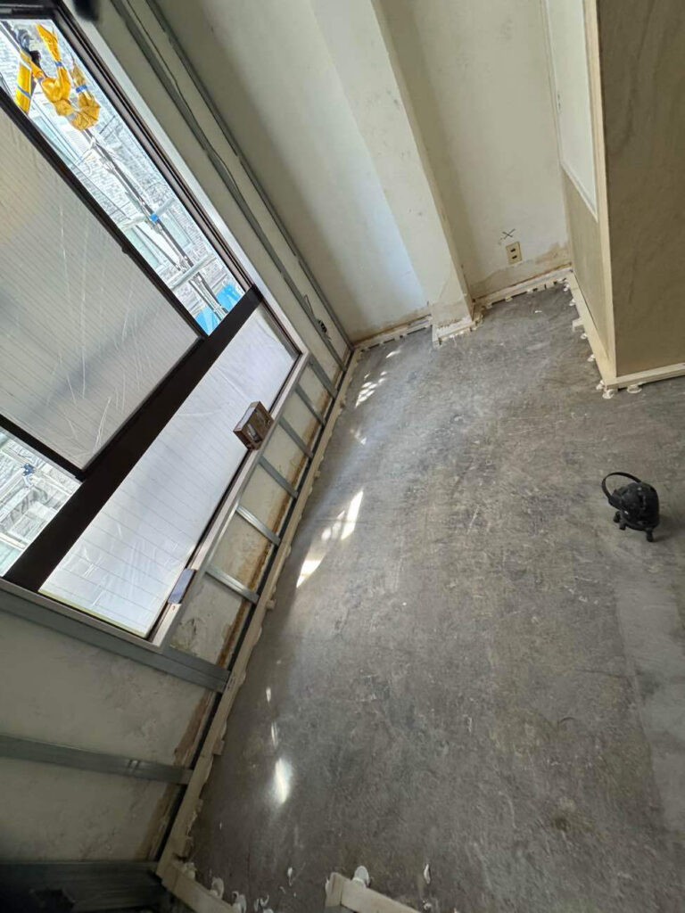 マンション改修　置床工事　フローリング　乾式二重床（東京都中央区）