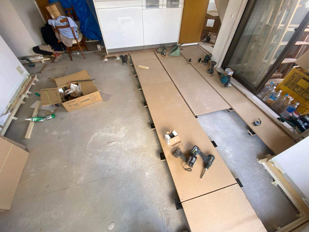 マンション　置床工事　乾式二重床（東京都品川区）