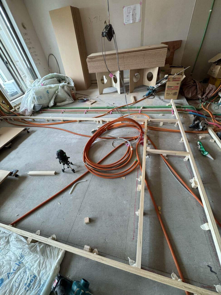 マンション　１日置床工事　乾式二重床（東京都渋谷区）