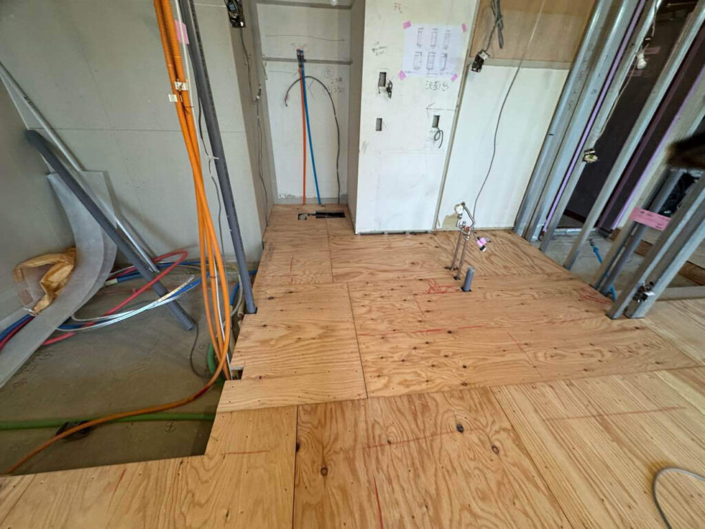 マンション　１日置床工事　乾式二重床（東京都渋谷区）