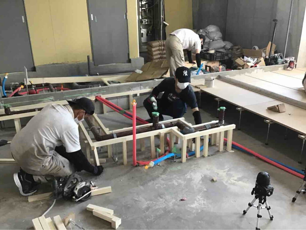 マンション　置床工事　乾式二重床（東京都港区）