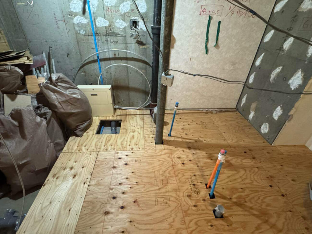 マンション　置床工事　乾式二重床（東京都渋谷区）