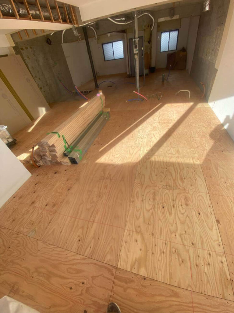 マンション　１日置床工事　乾式二重床（東京都港区）