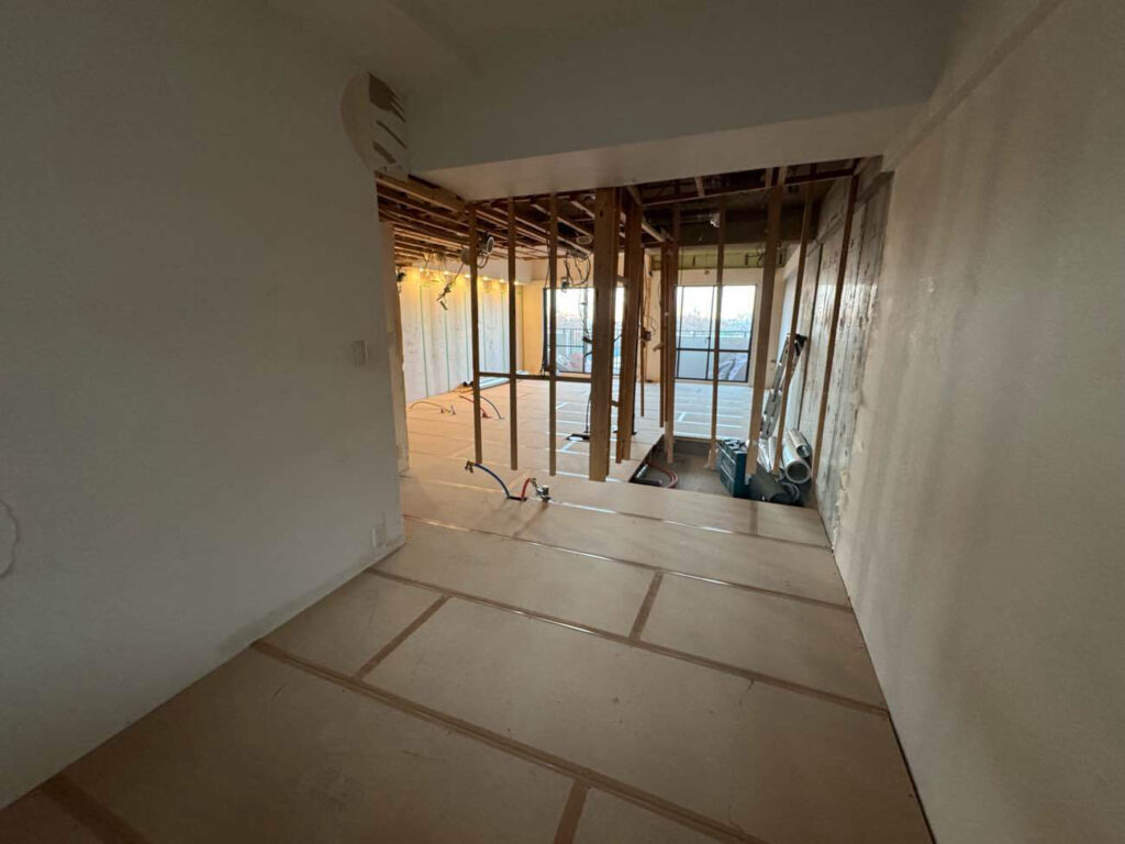 マンション　置床工事　乾式二重床（川崎市中原区）