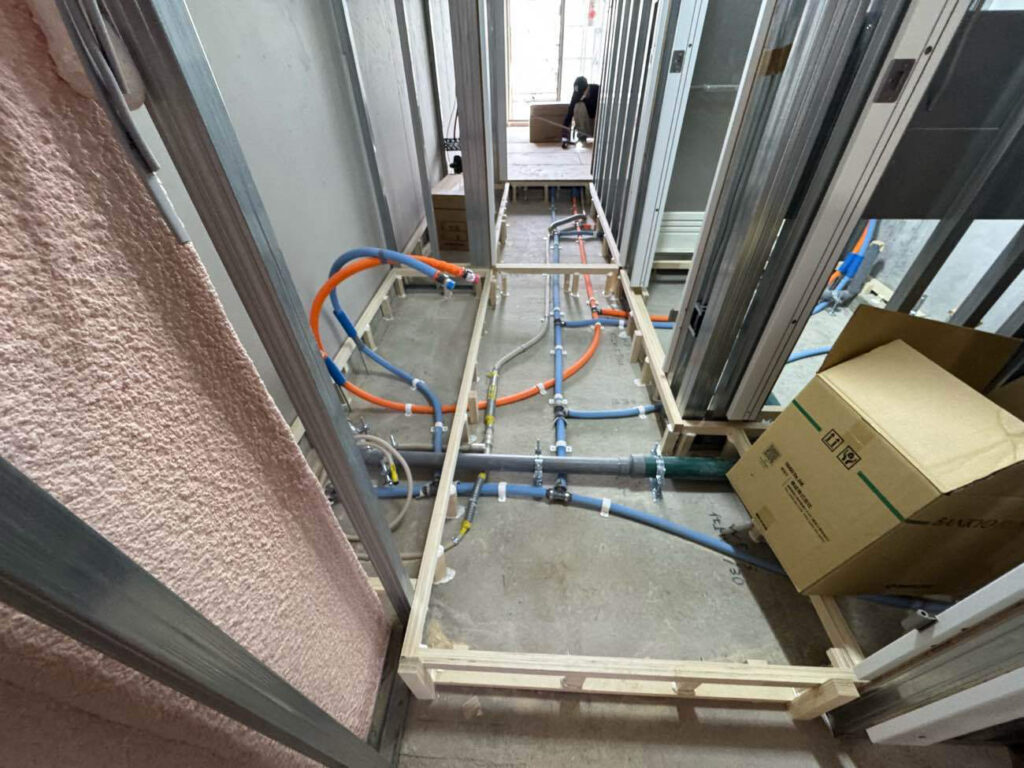 新築マンション　置床工事　乾式二重床（川崎市川崎区）