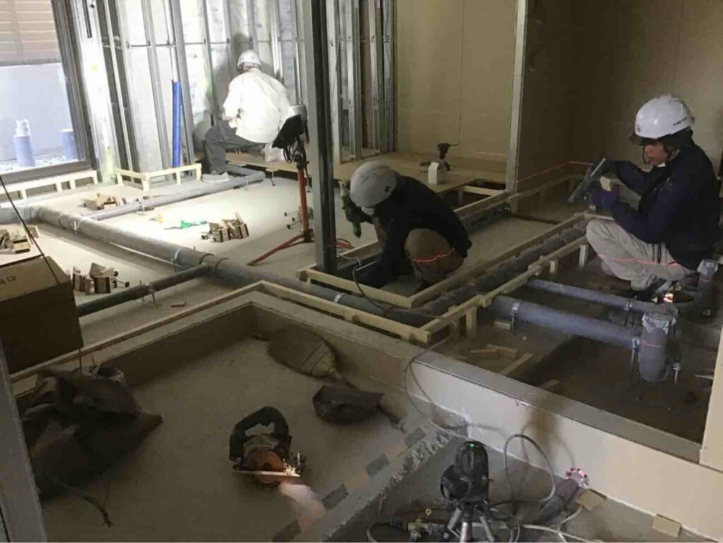 保育園　新築工事　乾式二重床（東京都江戸川区）