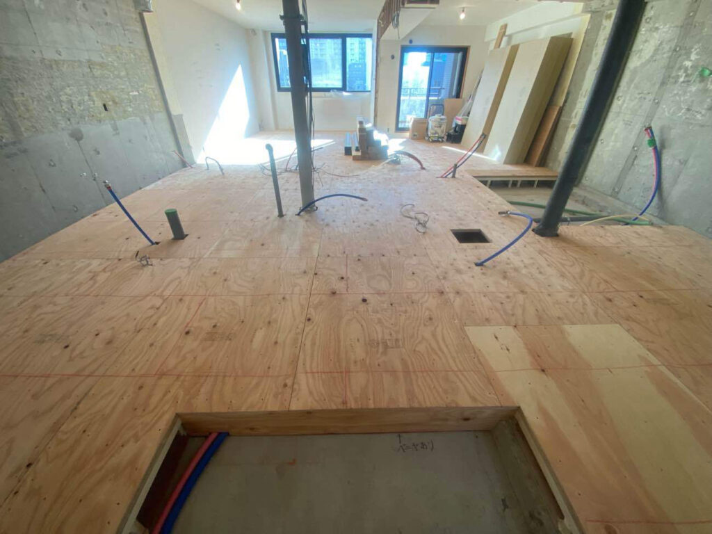 マンション　１日置床工事　乾式二重床（東京都港区）